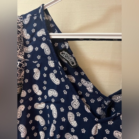 ⚫️ BOGO Blue and white Angie dress with sleeves, size small - Picture 3 of 7